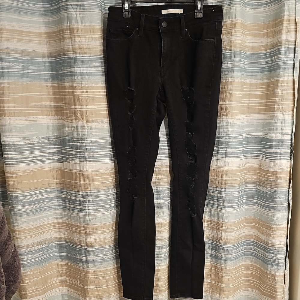 Levi's 711 Skinny Women's Black Distressed Stretch Jeans